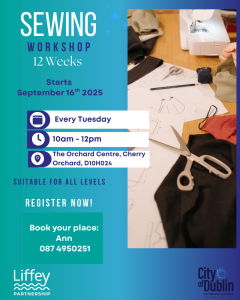 Sewing Workshop 1 Sewing Workshop Flyer Starting September 16th at the Orchard Community Centre at 10am.
