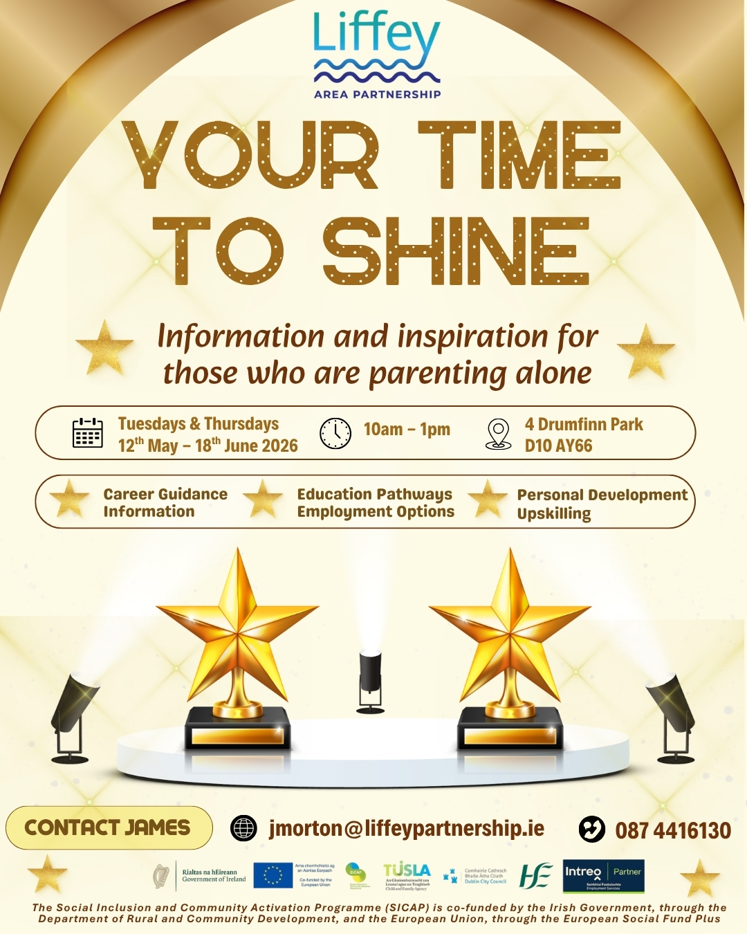 Your Time to Shine programme for people parenting alone starting May 12th.